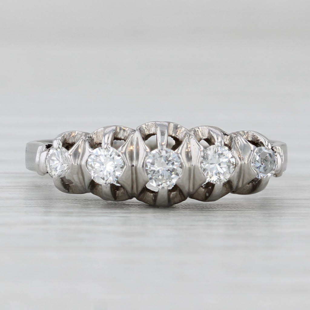 Light Gray Vintage 0.31ctw Diamond Ring Platinum Wedding Anniversary Band Size 6.25