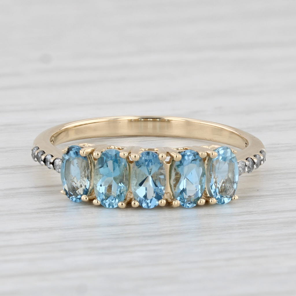 Light Gray 1.04ctw Aquamarine Diamond Ring 14k Yellow Gold Size 7