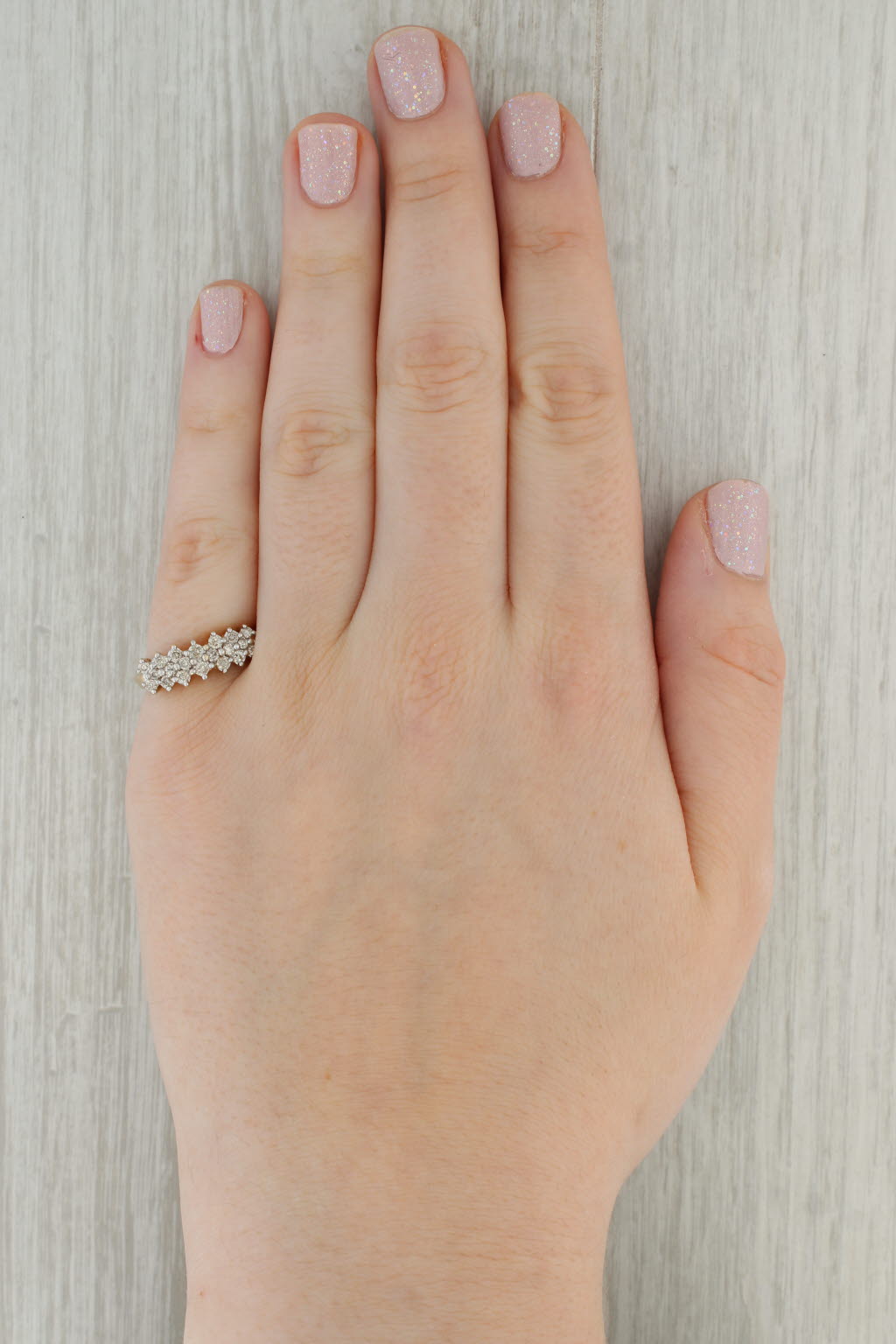 Tan 0.40ctw Diamond Cluster Ring 10k Yellow Gold Size 7.25 Stackable Wedding Band