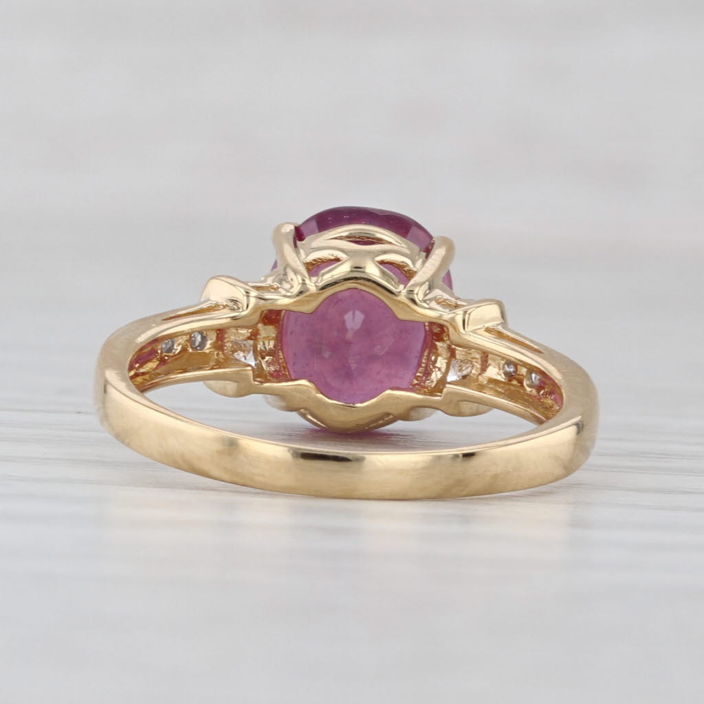 4.14ctw Oval Ruby Diamond Ring 18k Yellow Gold Size 7.75