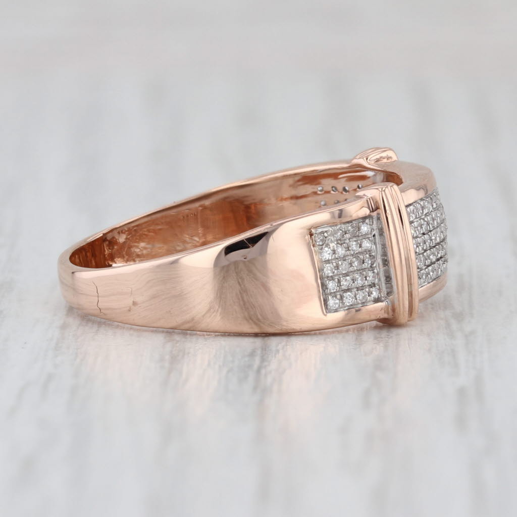 0.25ctw Oval Diamond Men's Ring 10k Rose Gold Size 12 Wedding Band
