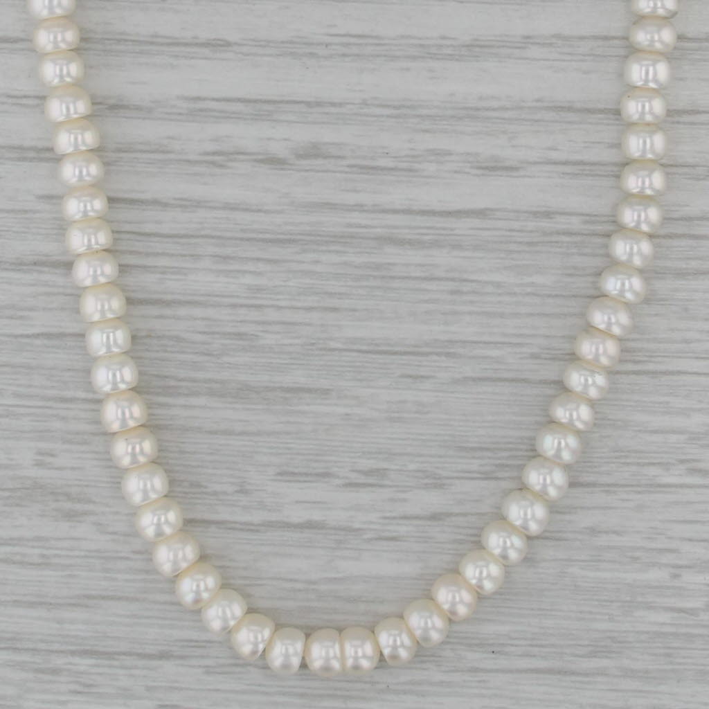 Cultured Pearl Single Strand Bead Necklace 14k Gold Bead Clasp 18.5" 5.2-5.3mm