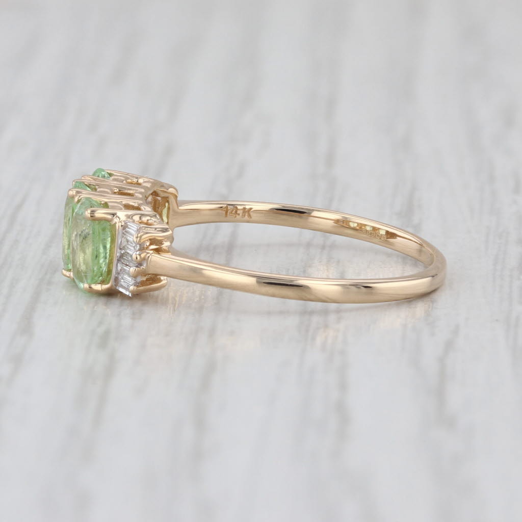 10.38ctw Green Tourmaline Diamond Ring 14k Yellow Gold Oval 3-Stone