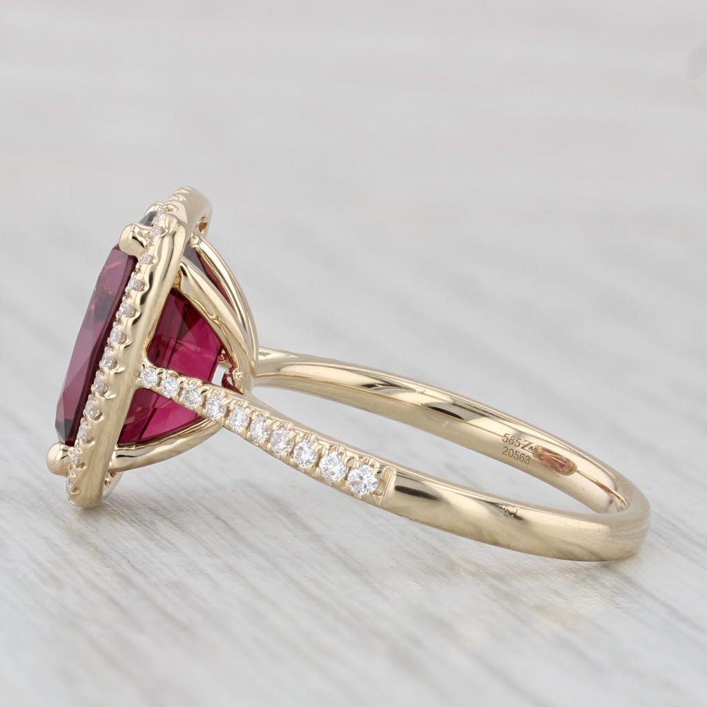 Light Gray 5.45ctw Rhodolite Garnet Diamond Halo Ring 14k Yellow Gold Size 6.5 Gem Zar