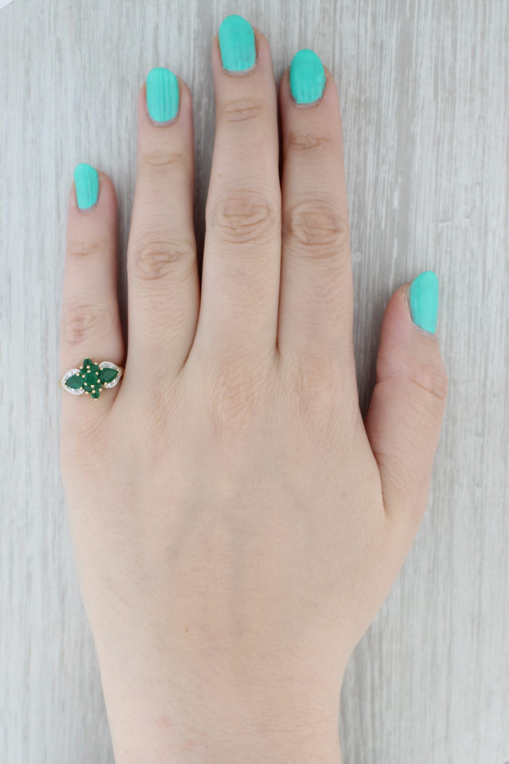 Gray 1.34ctw Emerald Cluster Diamond Ring 14k Yellow Gold Size 6
