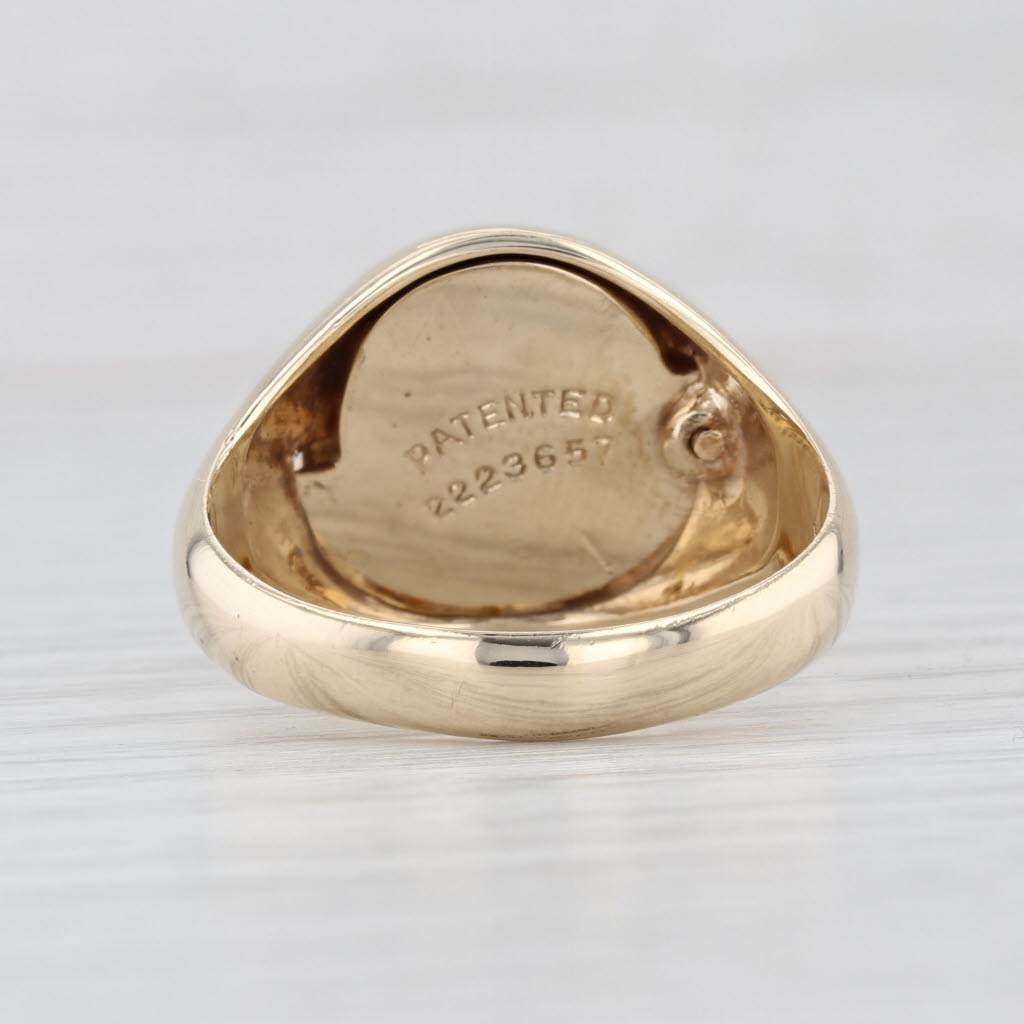 Picture Locket Ring 10k Yellow Gold Engravable Signet Size 9.75 Opens