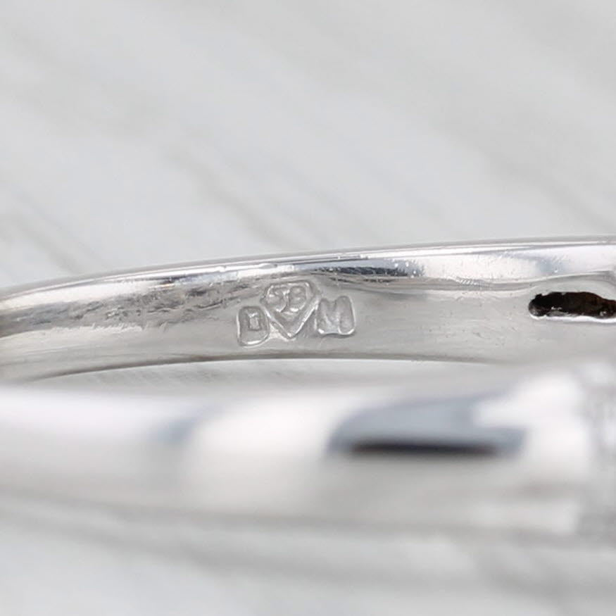 Light Gray 0.50ctw Diamond Princess Enamel Ring 10k White Gold Size 7