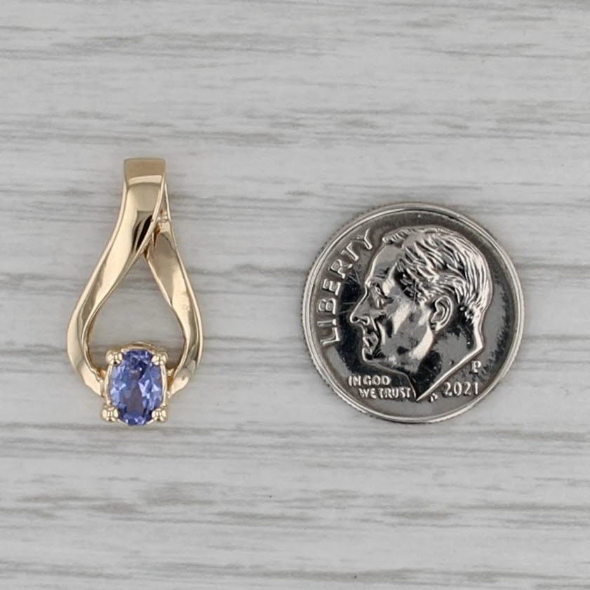 0.48ct Tanzanite Drop Pendant 14k Yellow Gold Oval Solitaire