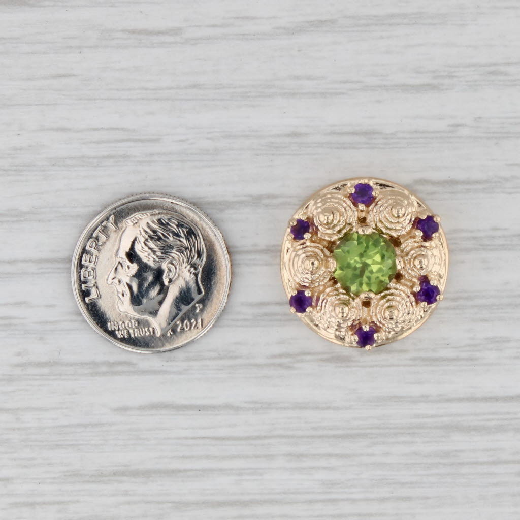 Light Gray Vintage 1.76ctw Amethyst Peridot Slide Bracelet Charm 14k Yellow Gold