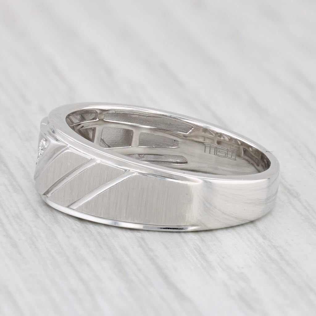 Light Gray Diamond Men's Wedding Band 10k White Gold Ring