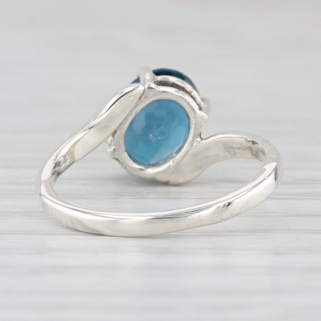 2.23ct London Blue Topaz Bypass Ring Sterling Silver Size 6.75 Oval Solitaire