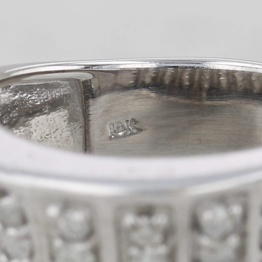 Gray New 0.87ctw Contoured Diamond Rows Ring 10k White Gold Size 8 Cocktail