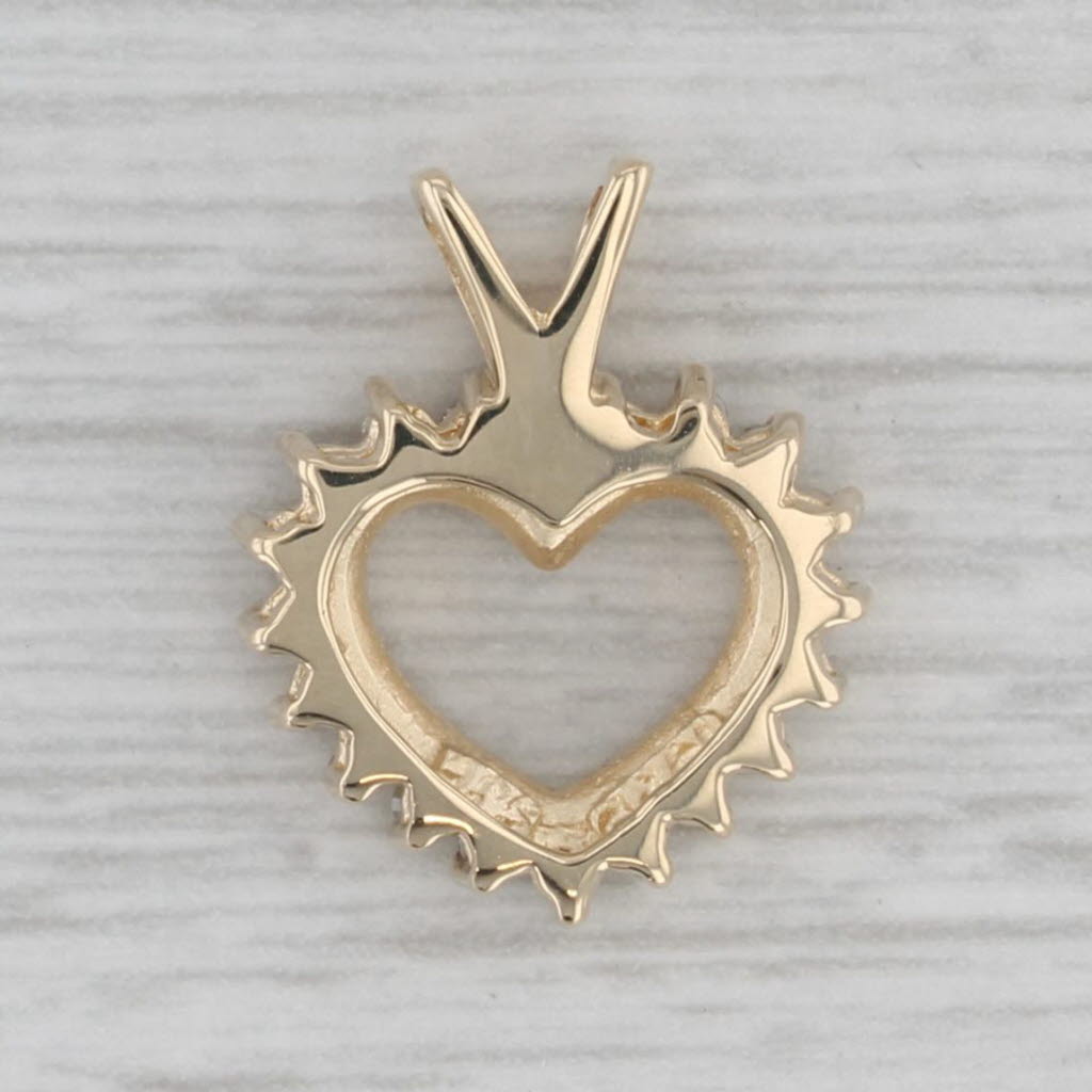 Gray 0.20ctw Diamond Open Heart Pendant 14k Yellow Gold Small Drop