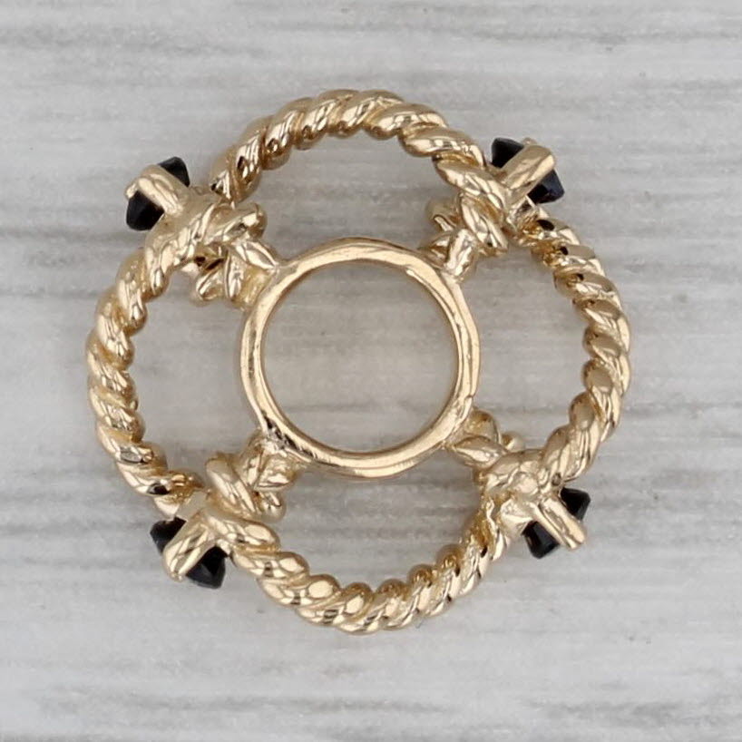 Dark Gray Small 0.12ctw Blue Sapphire Flower Twist Bead Spacer Charm 14k Gold Rondel