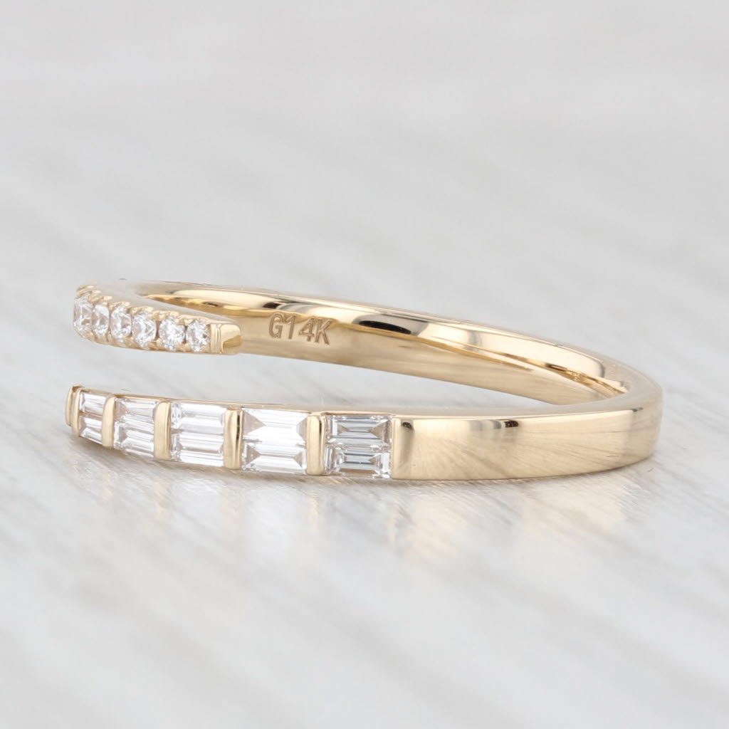 Light Gray New 0.46ctw Diamond Bypass Wedding Ring 14k Yellow Gold Stackable 6.5 Adjustable