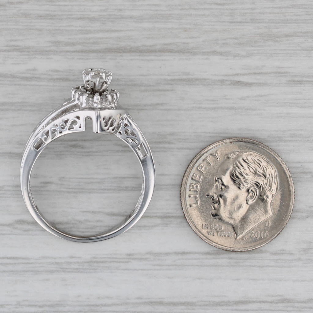 Gray Diamond Bypass Engagement Ring Bridal Set 10k White Gold Size 7.25