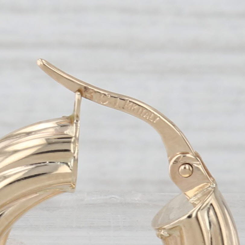 Small Hoop Twist Earrings 14k Yellow Gold Snap Top Round Hoops