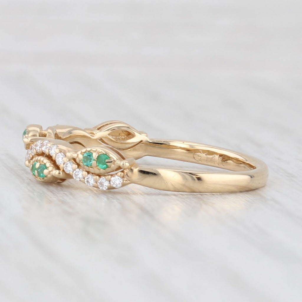 Light Gray New 0.19ctw Emerald Diamond Ring 14k Yellow Gold Stackable Wedding Band Sz 6.5