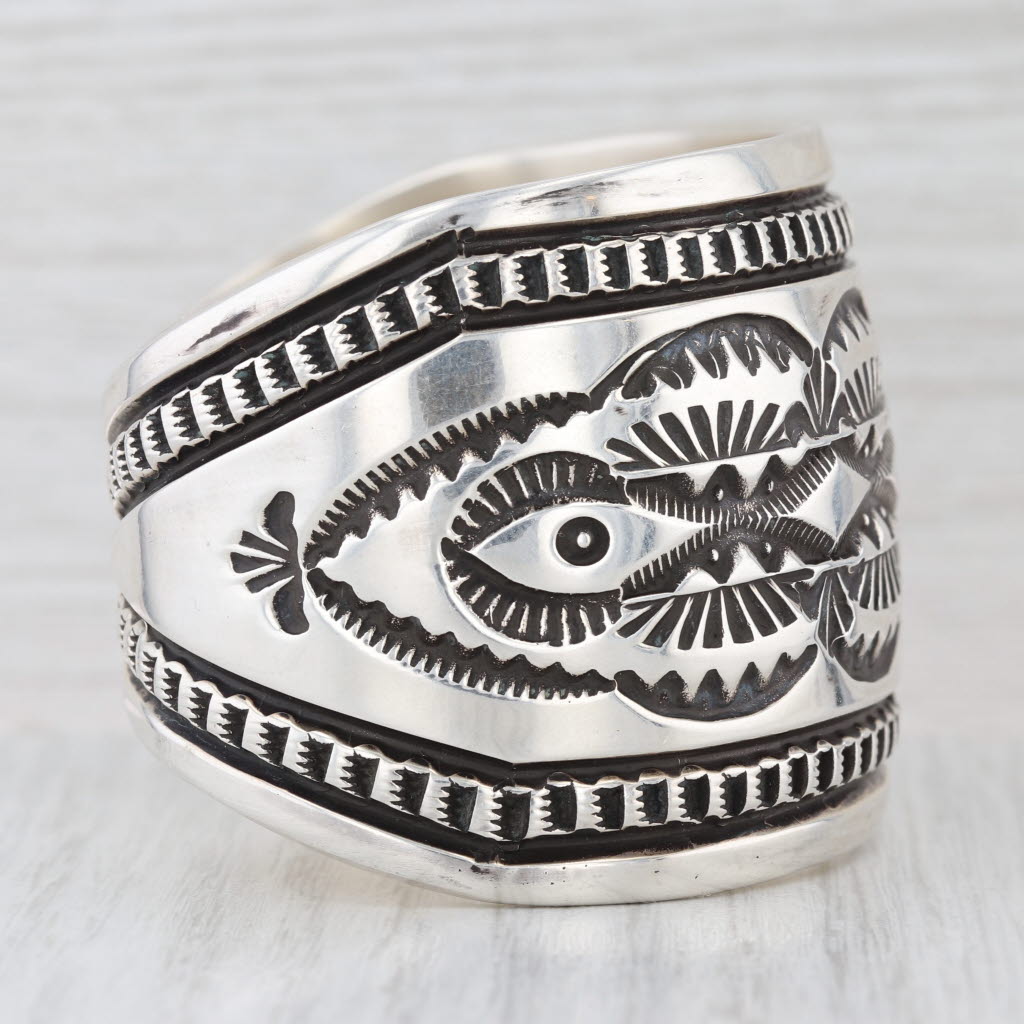 Elvira Bill Navajo Cuff Bracelet Sterling Silver Vintage Native American