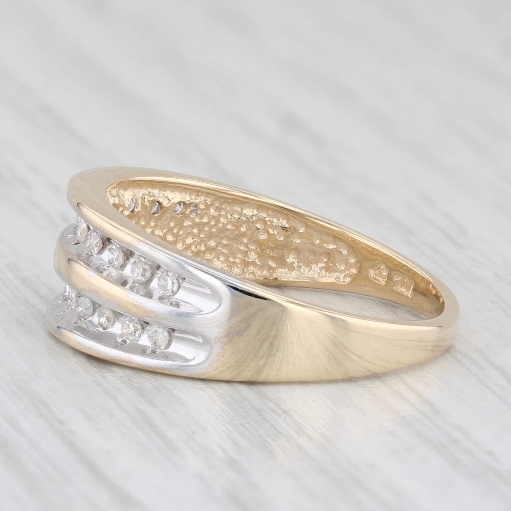 Light Gray 0.18ctw Diamond Wedding Band 10k Yellow Gold Size 7 Stackable Ring