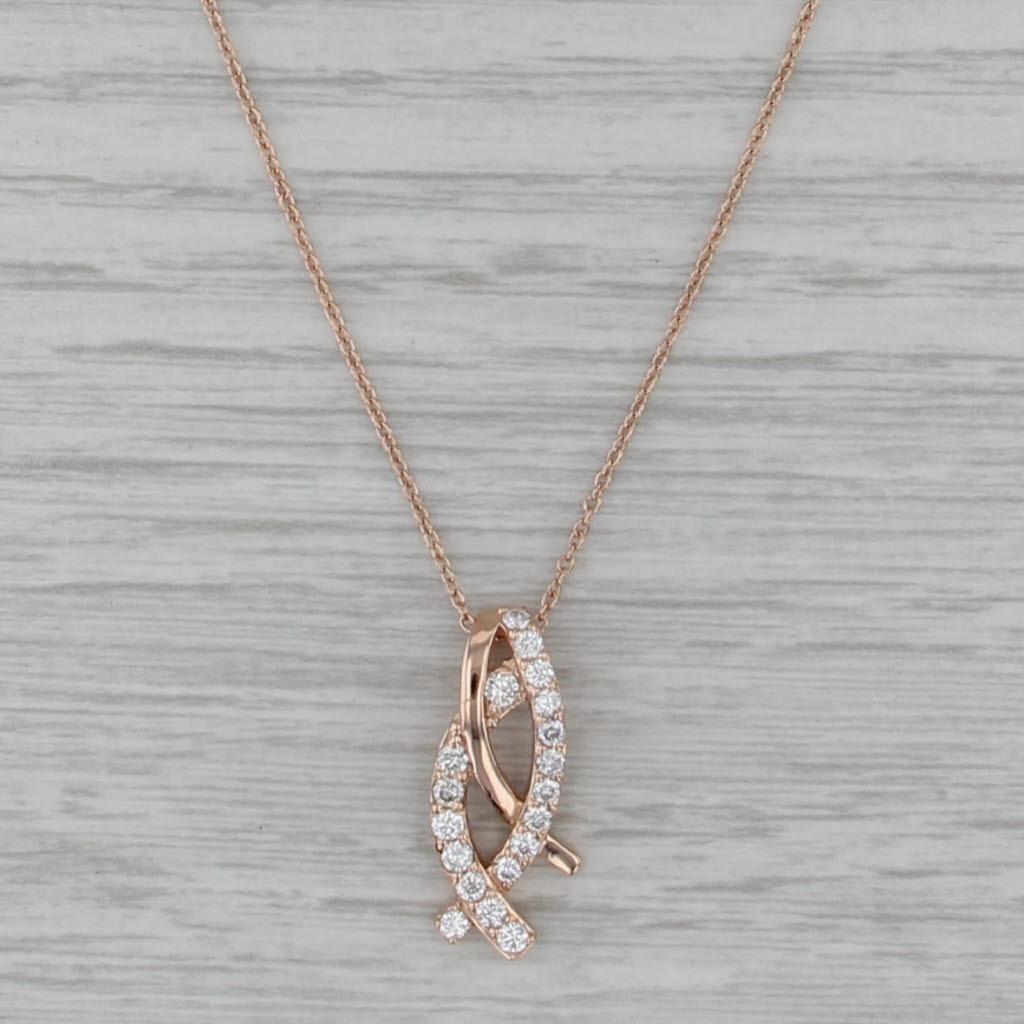 Le Vian 0.48ctw Support Ribbon Pendant Necklace 14k Rose Gold 18" Cable Chain
