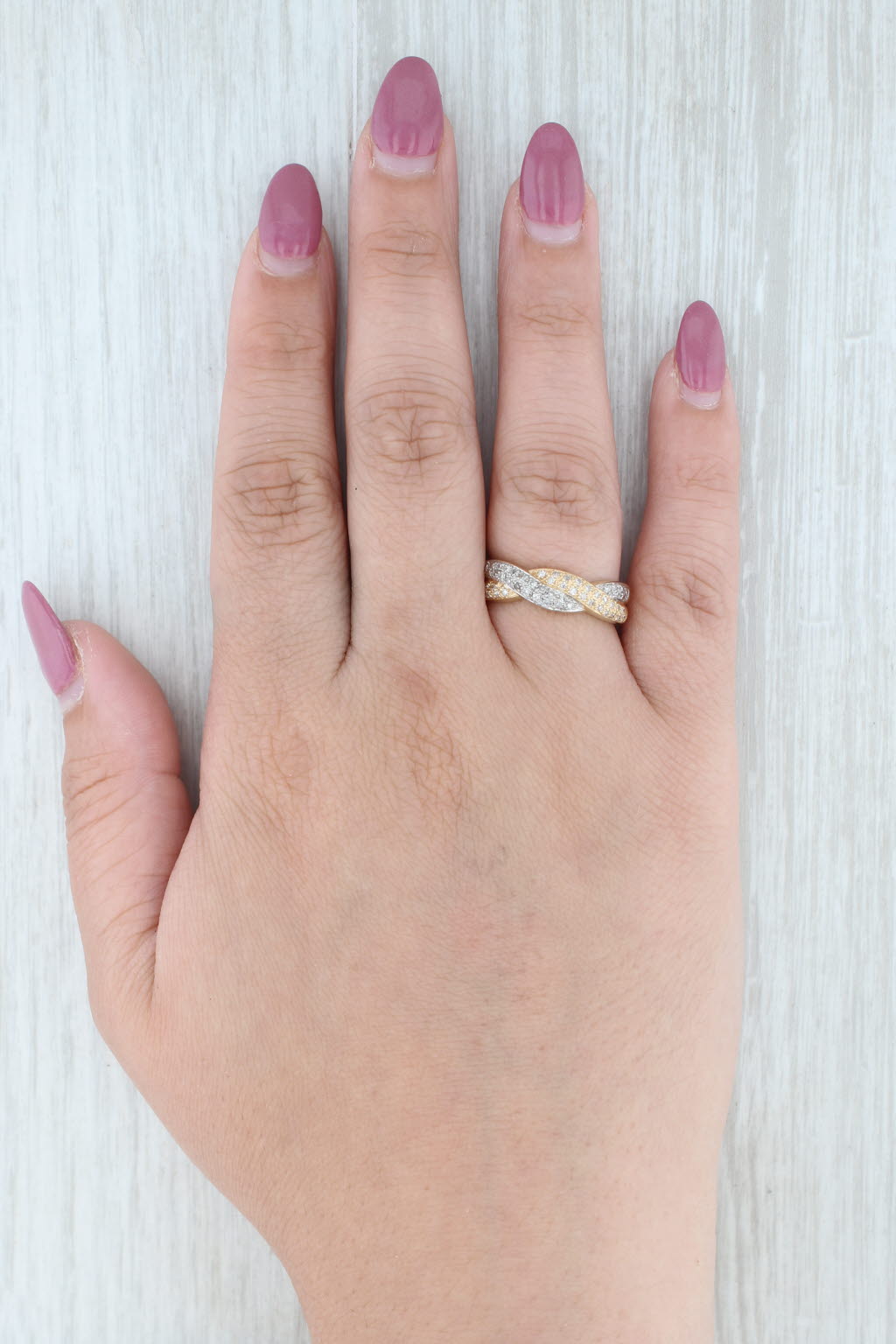 Gray 0.25ctw Woven Diamond Ring 14k Gold Size 8 Stackable Band