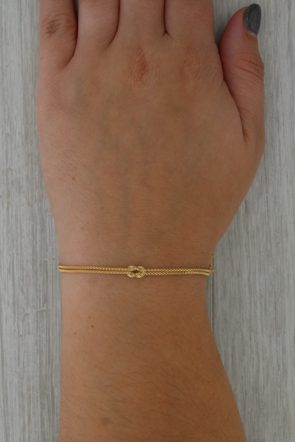Knotted Double Popcorn Chain Bracelet 14k Yellow Gold 6.75"