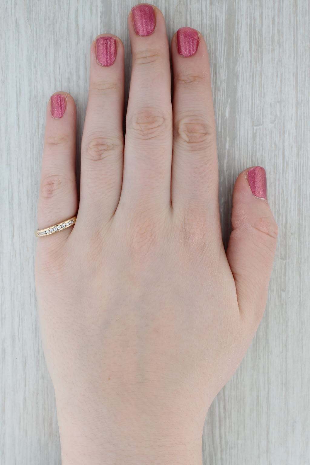 Gray 0.23ctw Diamond Wedding Band 14k Yellow Gold Size 7 Stackable Anniversary Ring