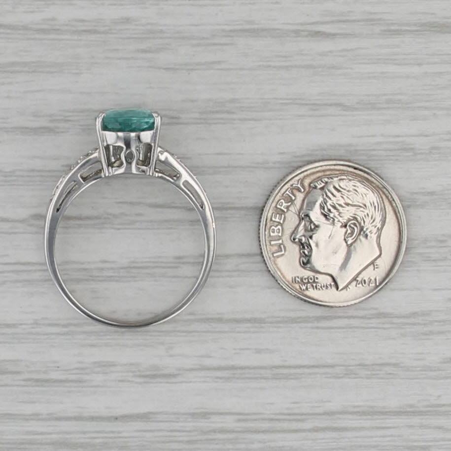 1.95ctw Pear ParaibaTourmaline Diamond Ring 18k White Gold Size 7.75 GIA