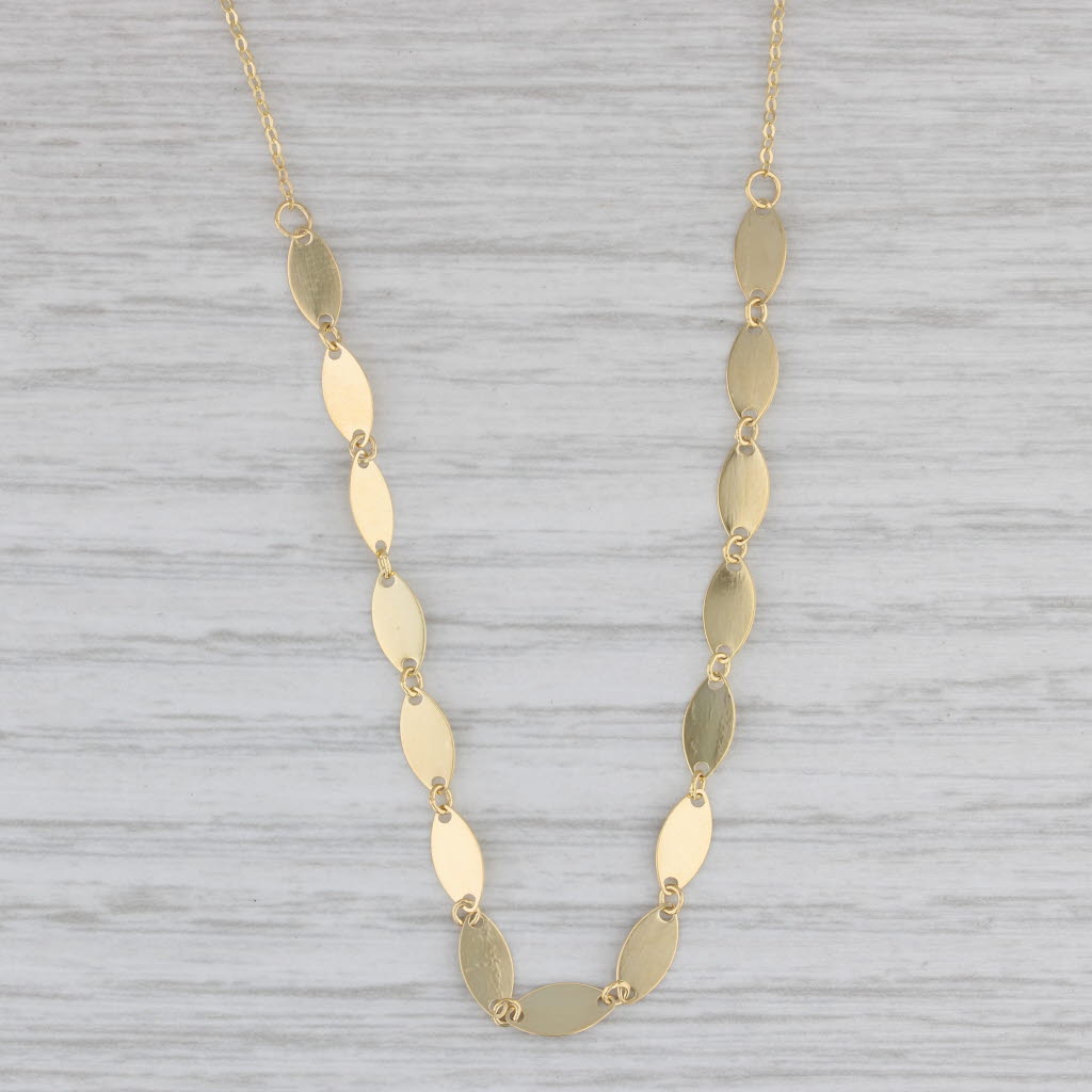 Gray New Marquise Links 14k Yellow Gold 18" Cable Chain Necklace