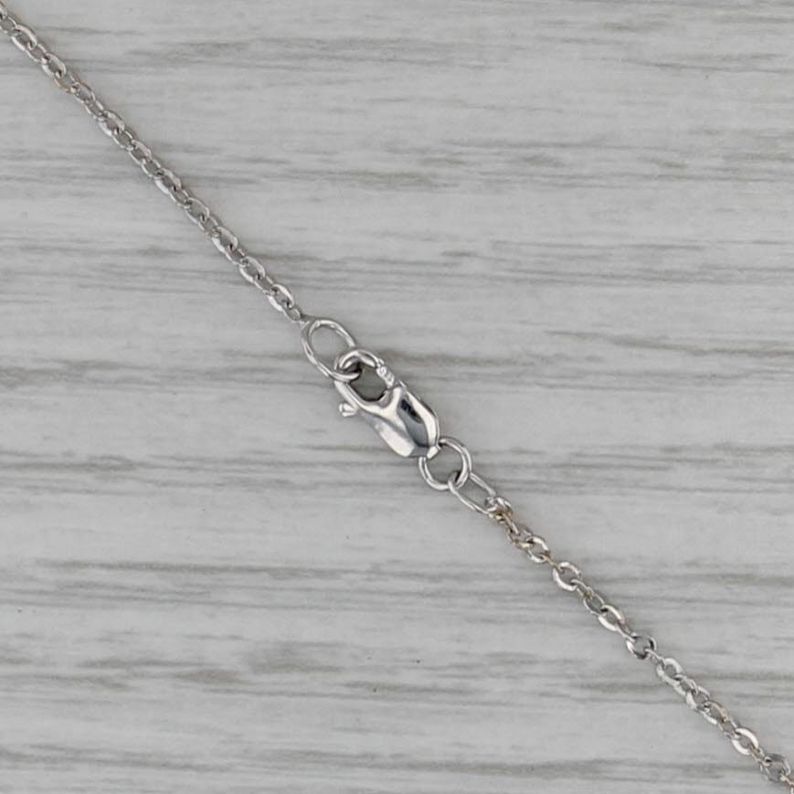 0.42ct Round Diamond Solitaire Pendant Necklace 14k White Gold 15.5" Cable Chain