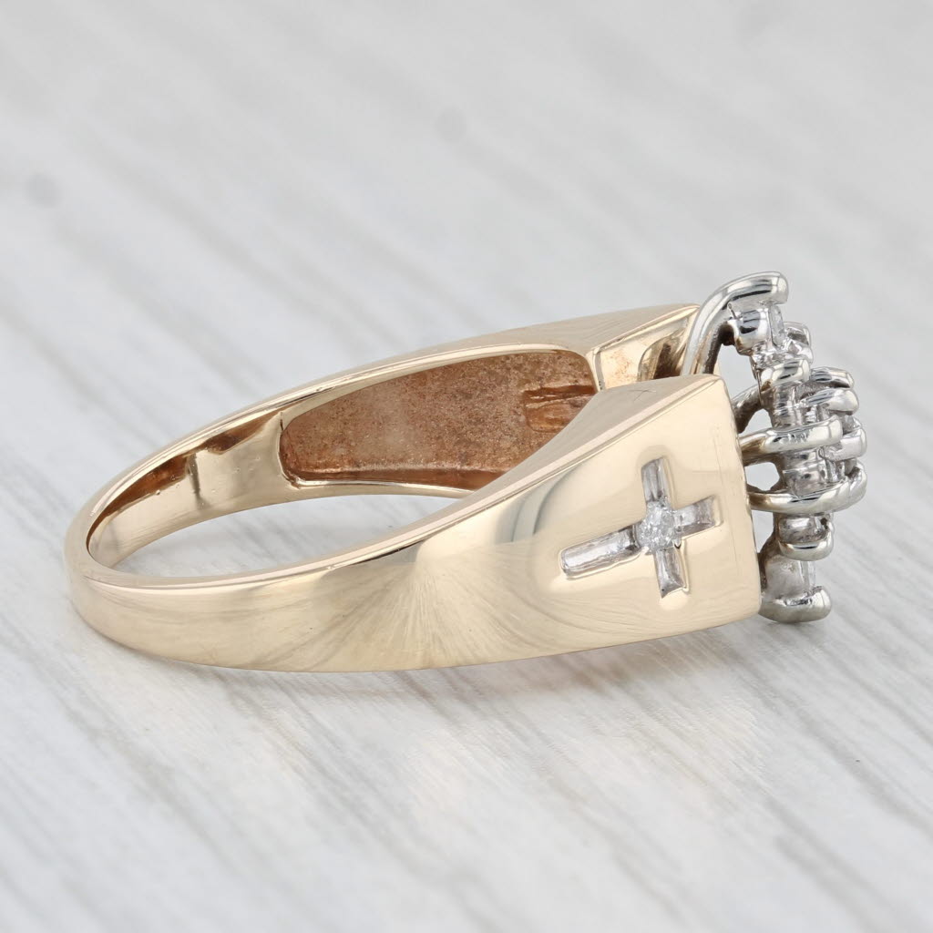 Light Gray 0.20ctw Diamond Cluster Ring 10k Yellow Gold Engagement Cross Accents Size 7
