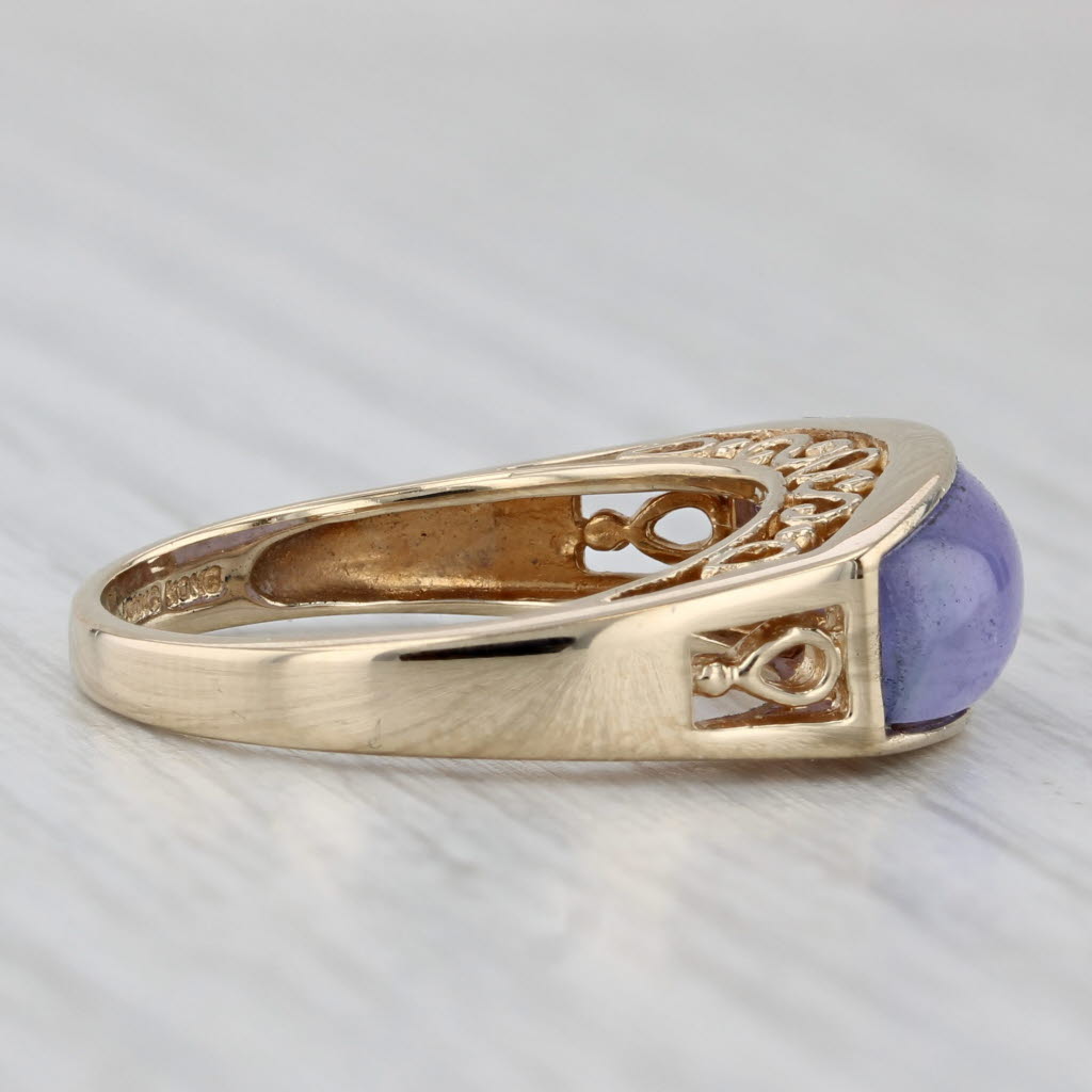 Gray Purple Jadeite Jade Ring 14k Yellow Gold Size 7.25 Stackable
