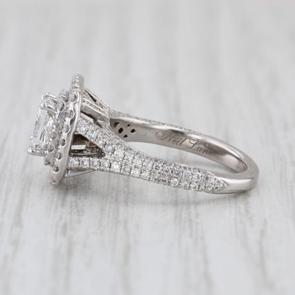 Neil Lane 1.78ctw Princess Diamond Halo Engagement Ring 14k White Gold Size 5.25