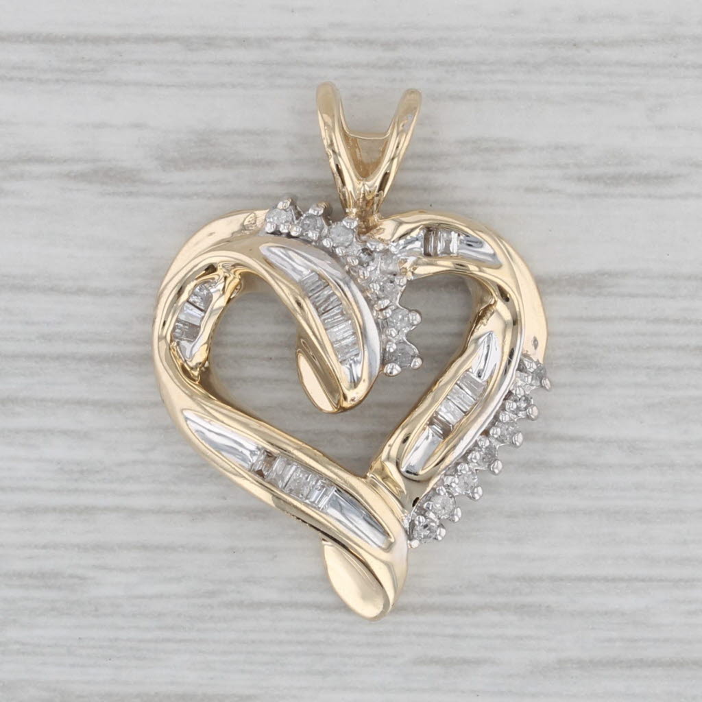 Gray 0.19ctw Diamond Heart Pendant 10k Yellow Gold