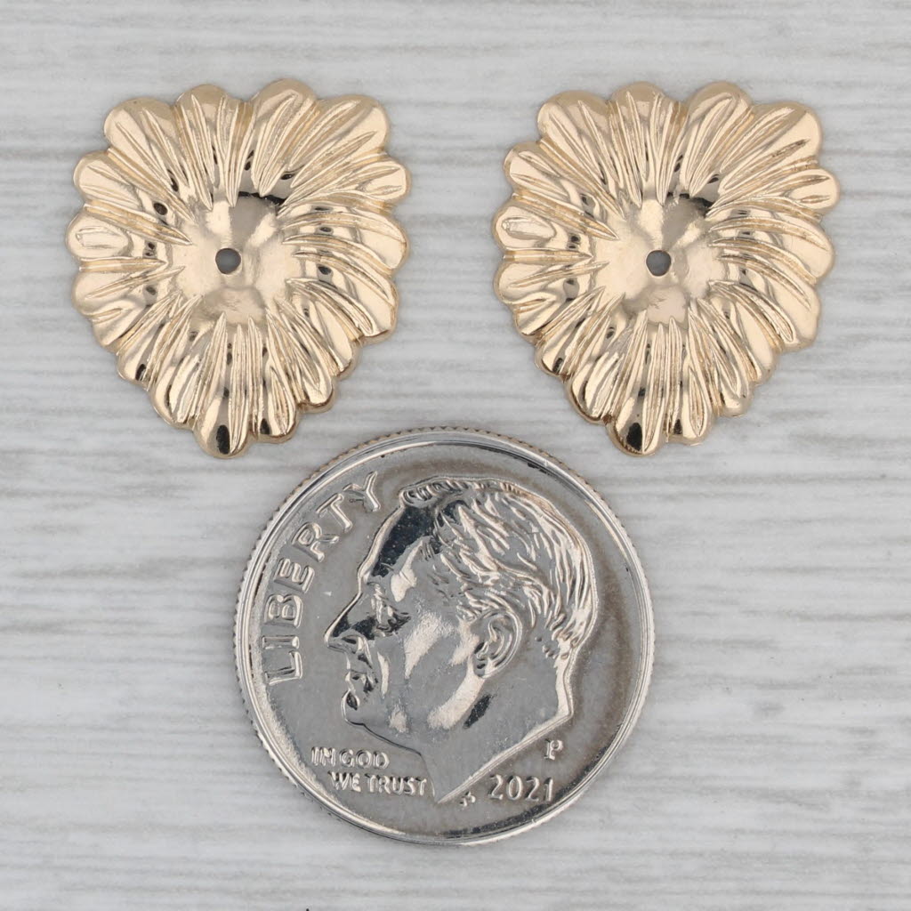 Gray Flower Earring Enhancers 14k Yellow Gold For Stud Earrings
