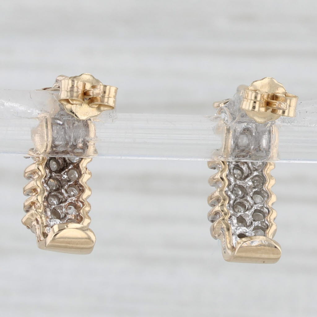 Light Gray 0.46ctw Diamond Cluster Journey Earrings 10k Yellow Gold J-Hook Drops