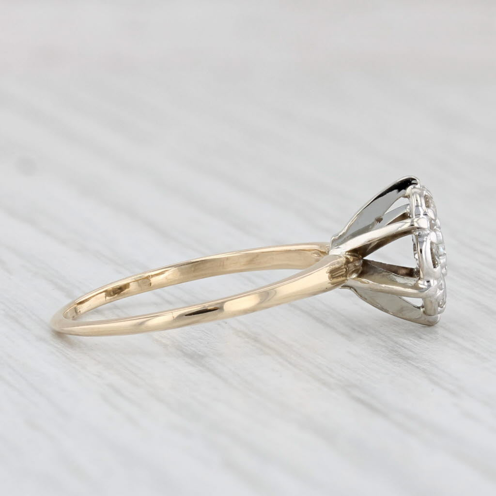 Light Gray 0.45ctw Diamond Cluster Engagement Ring 10k Gold Vintage Size 7