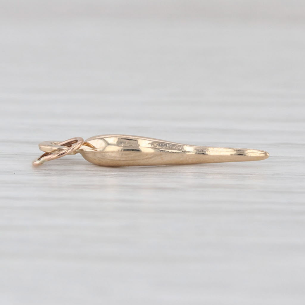 Italian Horn Charm 14k Yellow Gold Small Drop Pendant Talisman Good Luck