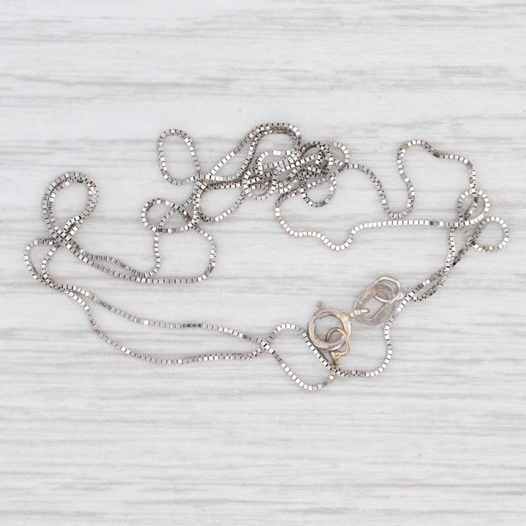 Light Gray 18" 0.5mm Box Chain Necklace 14k White Gold