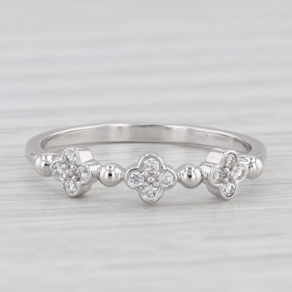 Light Gray New 0.15ctw Diamond Flower Clusters Ring 10k White Gold Size 7 Stackable