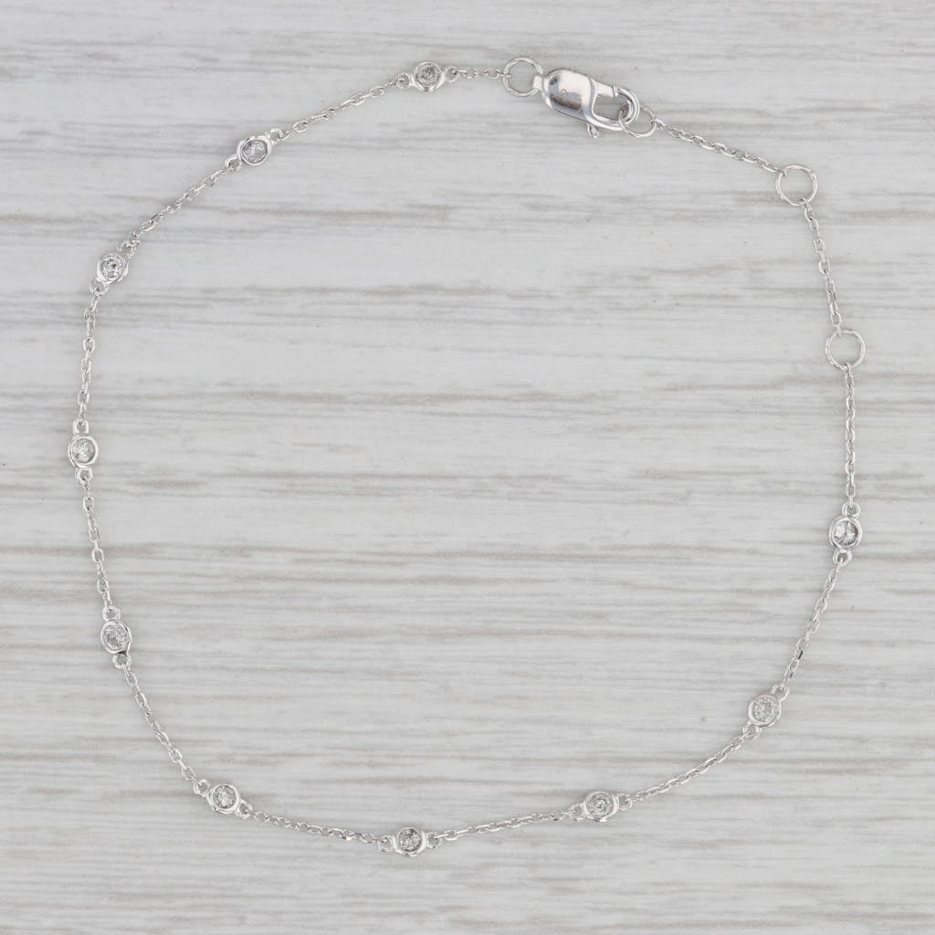 Gray New 0.25ctw Diamond By The Yard Station Bracelet 14k White Gold Chain Adjustable