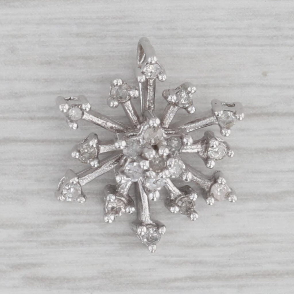 Gray 0.24ctw Diamond Accented Snowflake Pendant 10k White Gold Charm