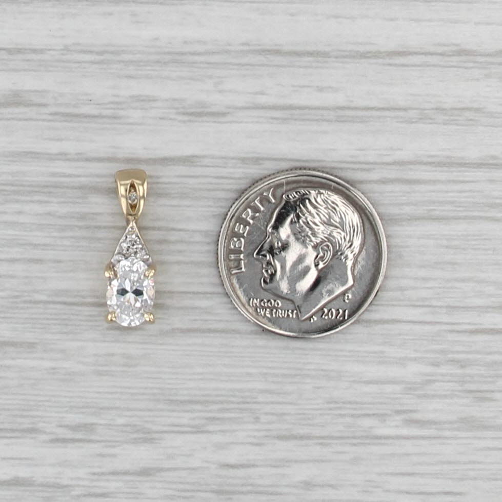 0.81ctw Cubic Zirconia Pendant 10k Yellow Gold Small Oval Drop