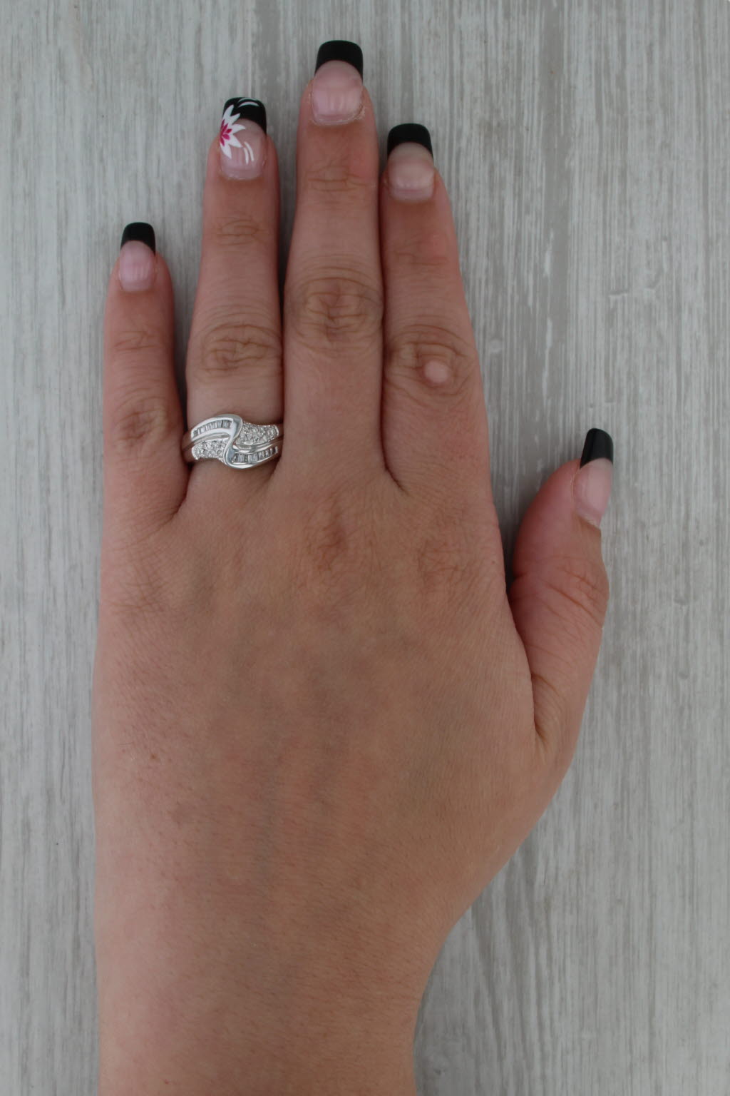 0.30ctw Diamond Bypass Ring 14k White Gold Size 7