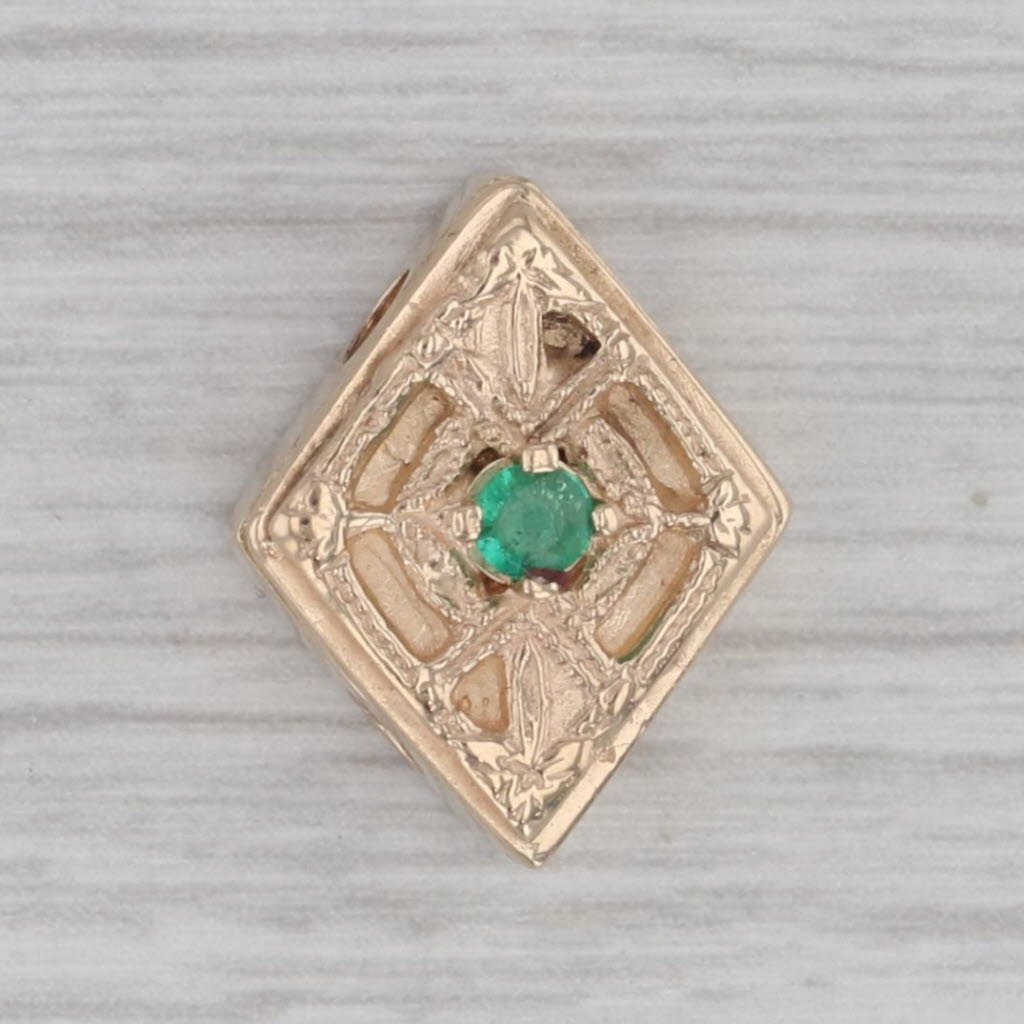 Gray Richard Glatter Emerald Solitaire Vintage Slide Bracelet Charm 14k Yellow Gold