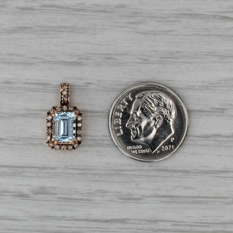 Le Vian 0.83ctw Aquamarine Diamond Halo Pendant 14k Yellow Gold Small Drop