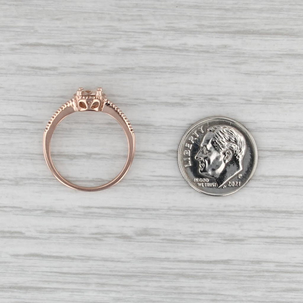0.81ctw Morganite Diamond Halo Ring 14k Rose Gold Size 7.25 Engagement