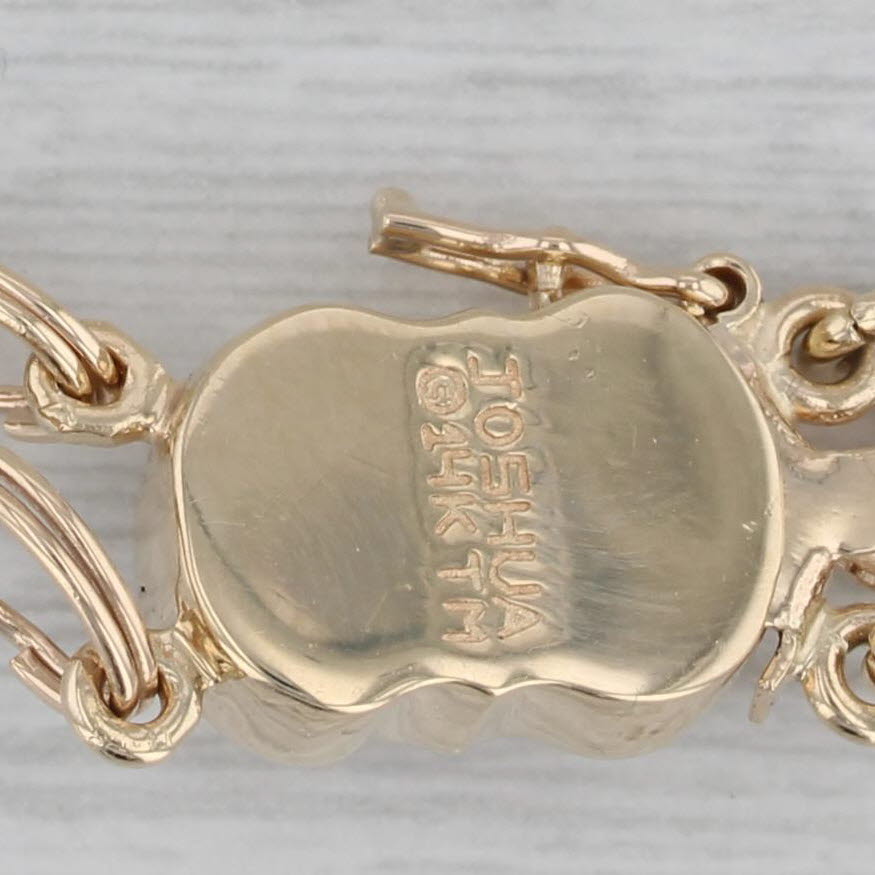 Dark Gray Joshua Slide Charm Bracelet Diamond Ruby Clasp 14k Yellow Gold 7 Rope chains
