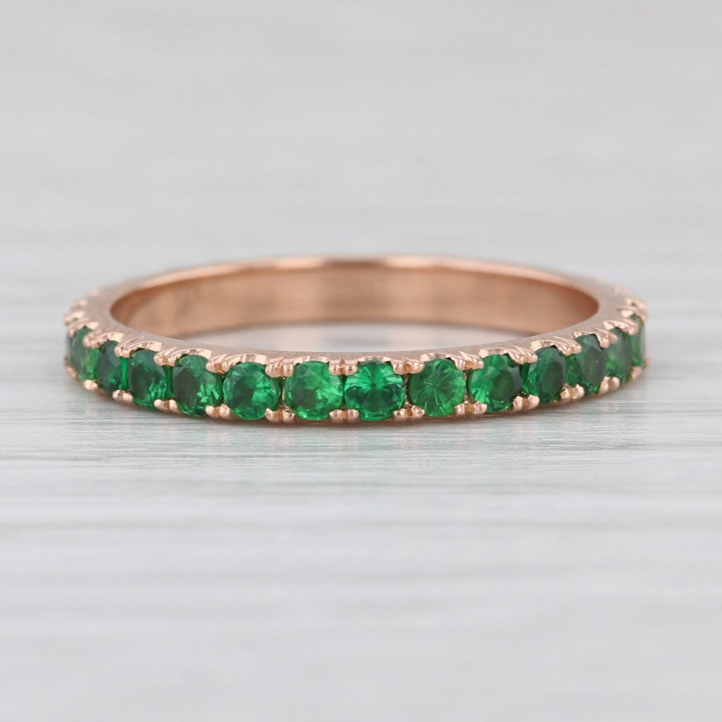 1ctw Tsavorite Green Garnet Eternity Band 18k Rose Gold Stackable Ring Size 6.5